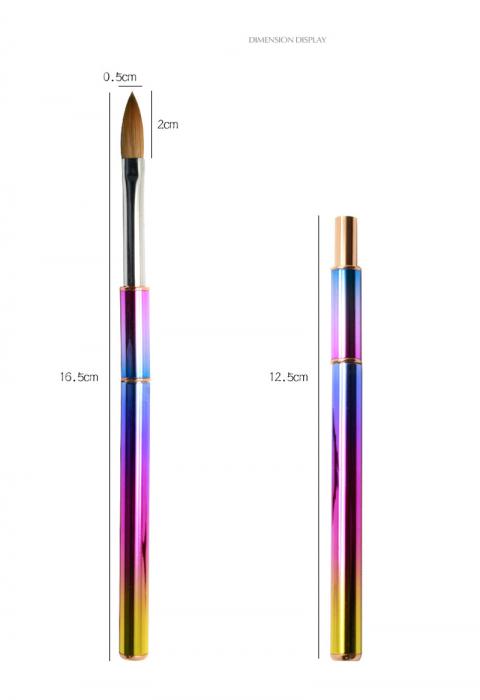 Gradient Color Alloy aluminum Handle Kolinsky Acrylic Nail Brushes