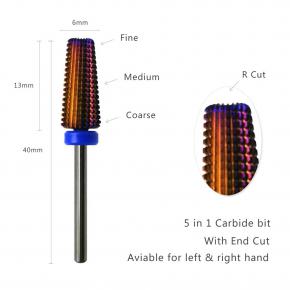 Purple Coating Tungsten Carbide Nail Drill Bits  6 in 1