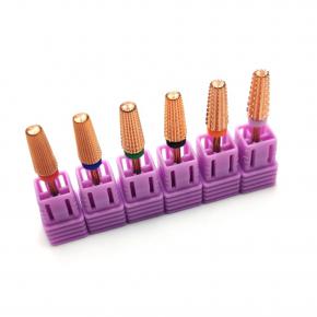 Rose Gold Coating 6 in 1 Tungsten Carbide Nail Drill Bits
