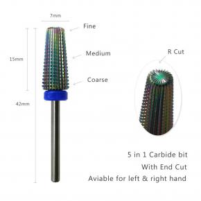 Rainbow Colorful Coating 7 in 1 Tungsten Carbide Nail Drill Bits