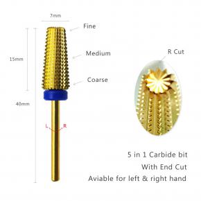 6 Typle Gold Coating Tungsten Carbide Nail Drill Bits