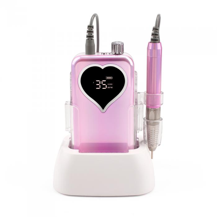 ELECTROPLATING PINK HIGH POWER PORTABLE AND DESKTOP BRUSHLESS NAIL DRILL MACHINE 35000RPM